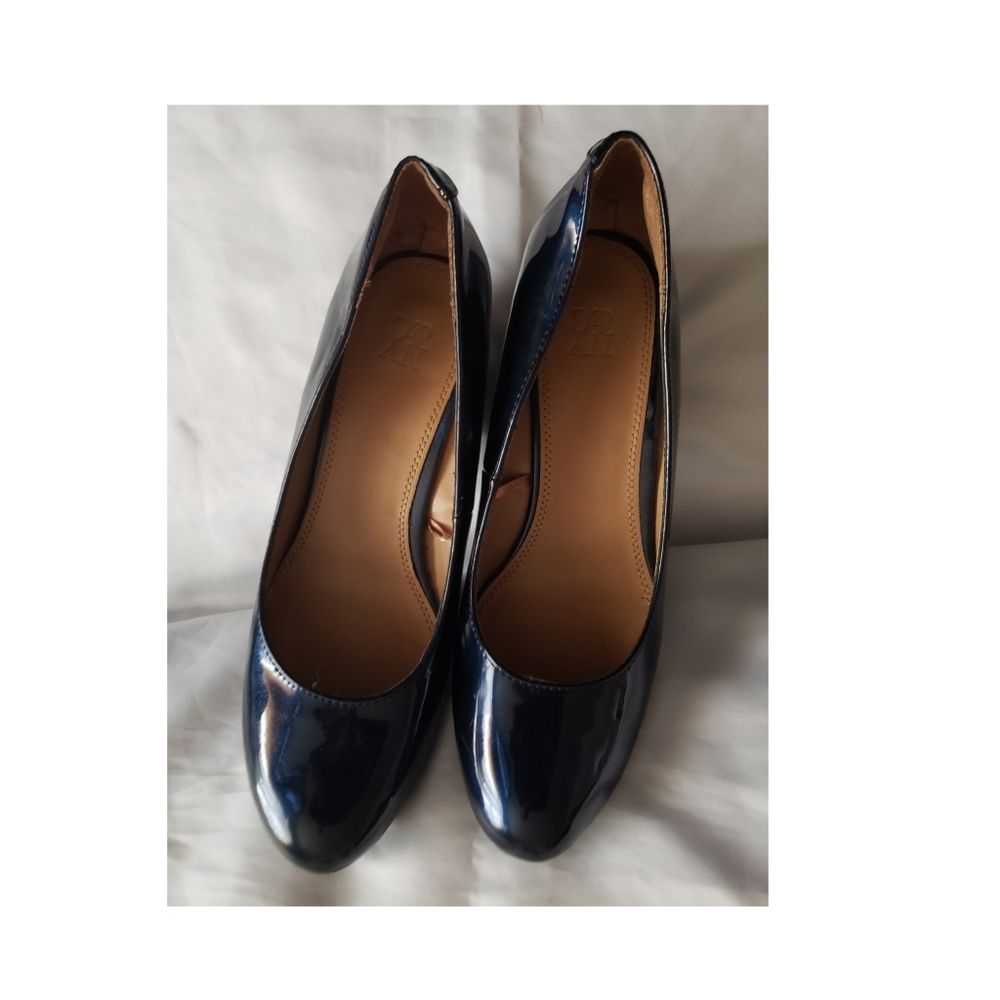 Navy Blue patent wedge heels
